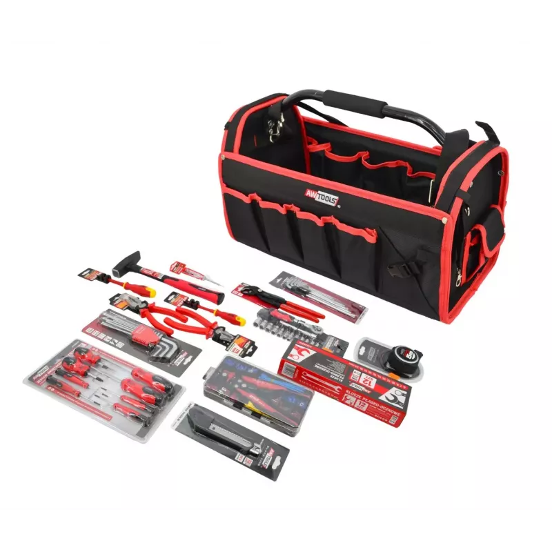 AWTOOLS MAXI Master Conjunto de Ferramentas 120 Peças, Conjunto Geral de Ferramentas Manuais com Ferramentas em Aço Cromo-Vanádio, Mala Resistente a Impactos