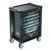 Wera 9700 Tool Rebel carrinho de oficina 1, 7 gavetas, tampo de trabalho em aço inoxidável, verde/preto