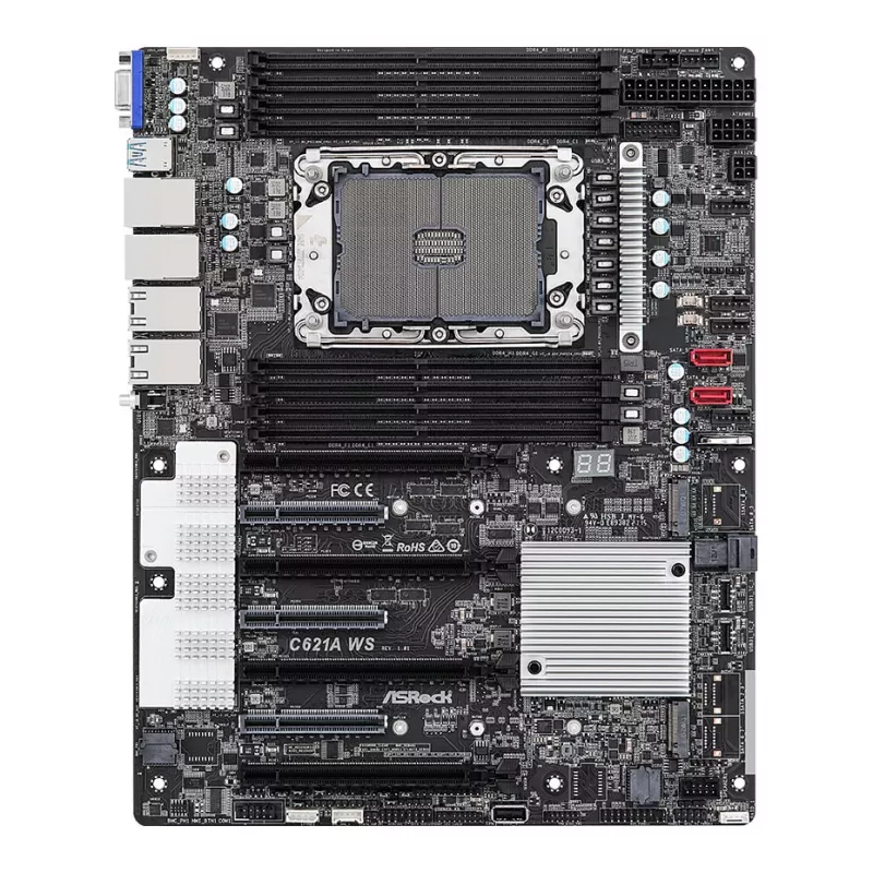 ASRock C621A WS Placa-mãe - Chipset Intel C621A - Socket LGA4189 - Formato CEB - 8x DDR4 DIMM - 2x 10GbE LAN - IPMI