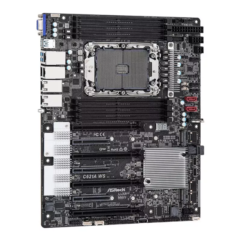 ASRock C621A WS Placa-mãe - Chipset Intel C621A - Socket LGA4189 - Formato CEB - 8x DDR4 DIMM - 2x 10GbE LAN - IPMI