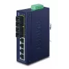 PLANET ISW-621TS15 Switch Fast Ethernet Industrial L2 não gerido com 4x 10/100 + 2x 100Base-FX SC multimodo, montagem em calha DIN/parede, -40 a 75 °C