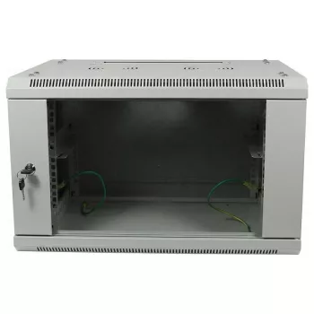ALLNET Armário de rede de parede 19 polegadas 9U 1 peça profundidade 450mm cinzento-claro Flat Pack série SMA