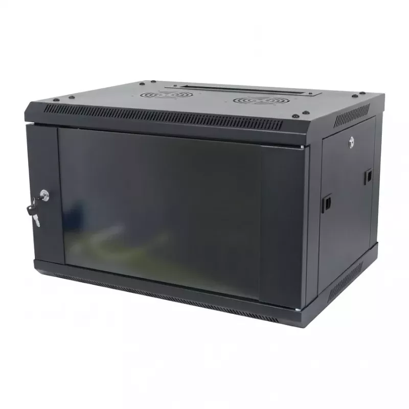 ALLNET Armário de rede de parede 19 polegadas 12U 1 peça profundidade 450mm preto desmontado como kit série SMA