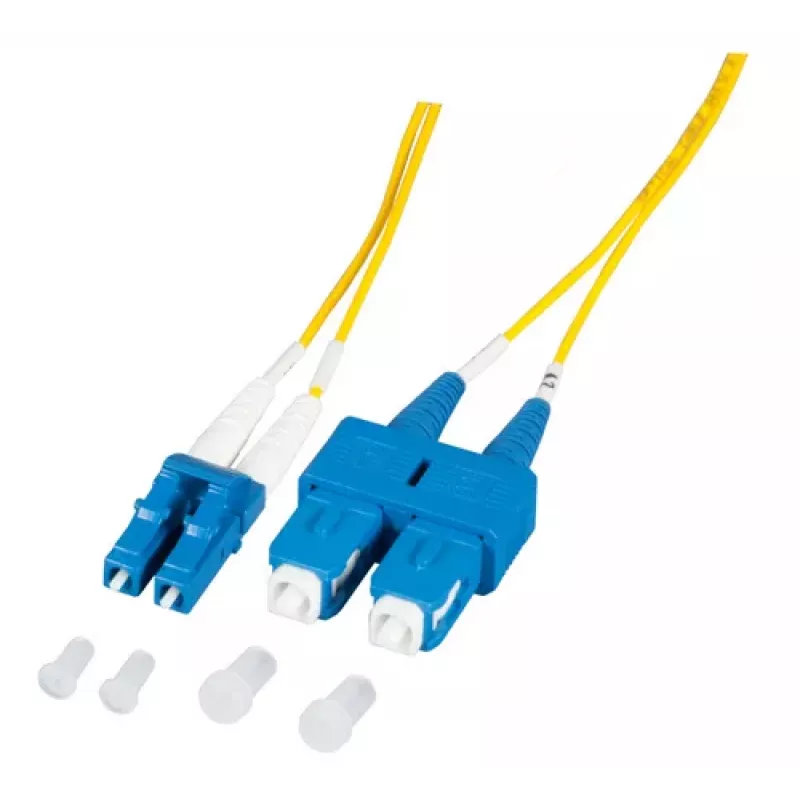 EFB Elektronik O0360.1-1.2 Cabo de patch de fibra ótica 1 m LC Duplex para SC Duplex OS2 Monomodo amarelo