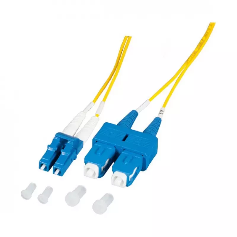 EFB Elektronik O0360.1-1.2 Cabo de patch de fibra ótica 1 m LC Duplex para SC Duplex OS2 Monomodo amarelo