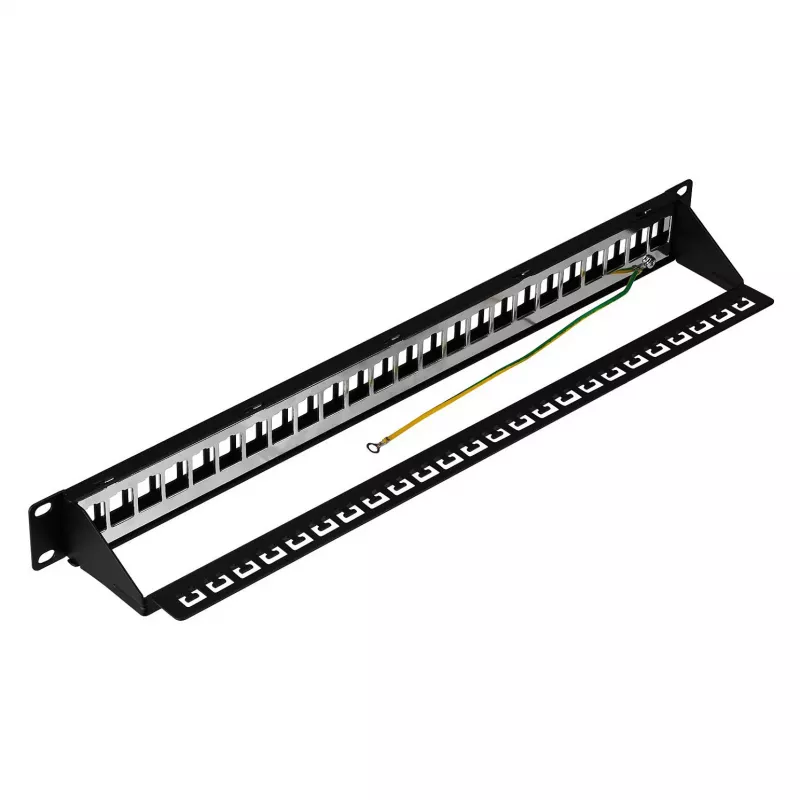 EFB Painel de distribuição 19 polegadas 1U 24 portas blindado Cat.6A preto RAL9005