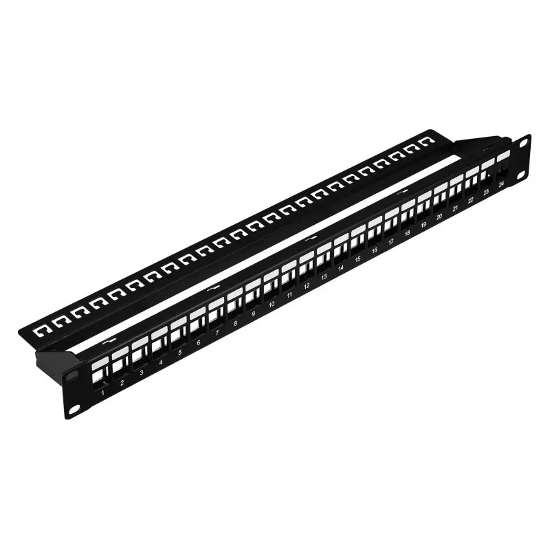 EFB Painel de distribuição 19 polegadas 1U 24 portas blindado Cat.6A preto RAL9005