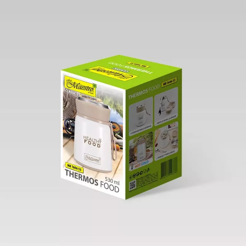 Maestro MR-1646-80 Termo de refeições 0,8 L Garrafa térmica de aço inoxidável para alimentos com colher dobrável