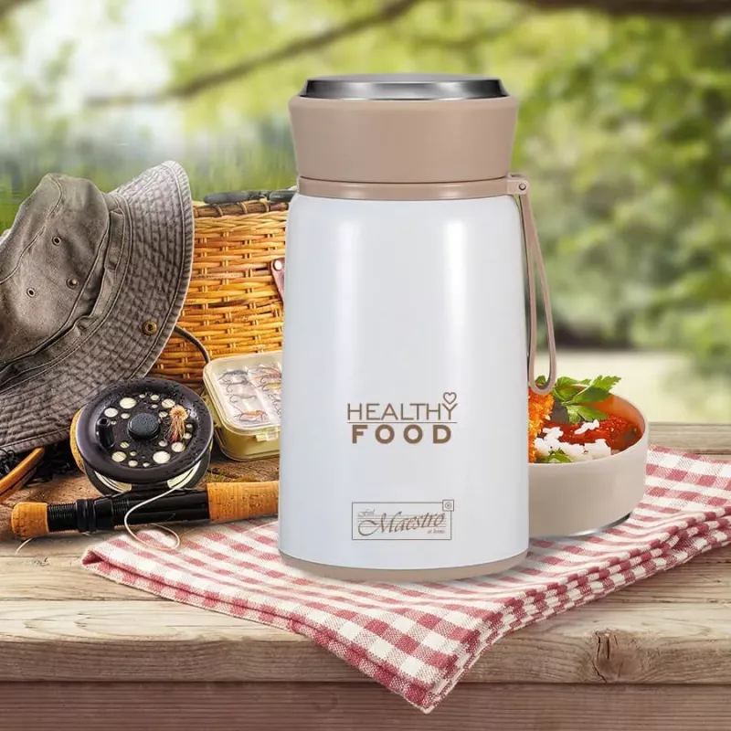 Maestro MR-1646-80 Termo de refeições 0,8 L Garrafa térmica de aço inoxidável para alimentos com colher dobrável