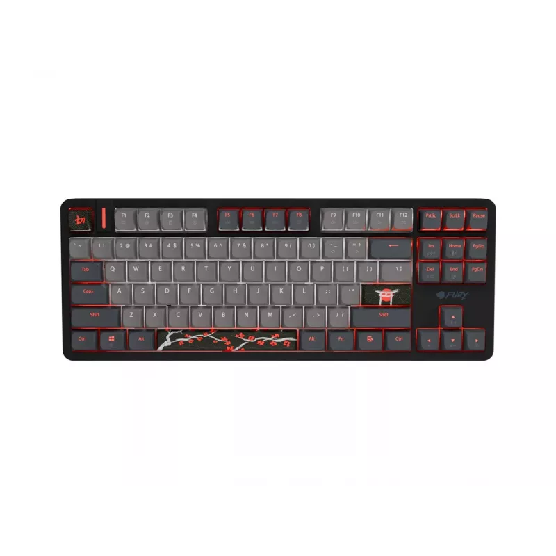 Teclado gaming Fury Kanabo K6, layout US, iluminação RGB, apoio de mãos magnético, preto/cinzento