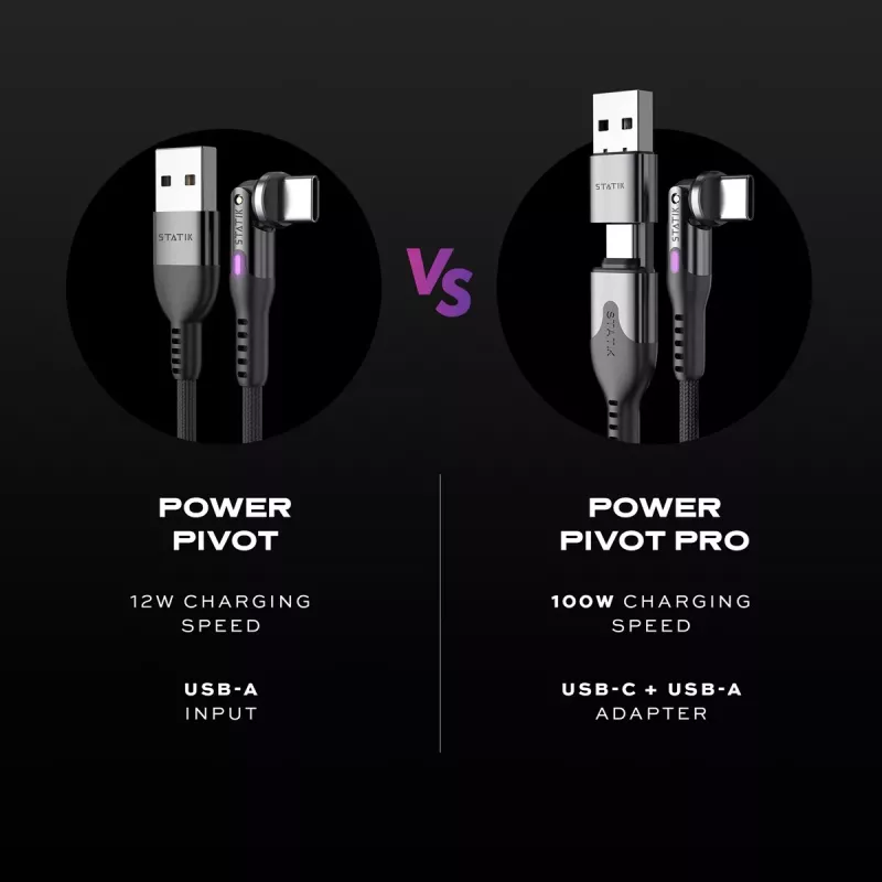 STATIK PowerPivot Pro cabo USB-C para USB-C entrançado em nylon 3m preto