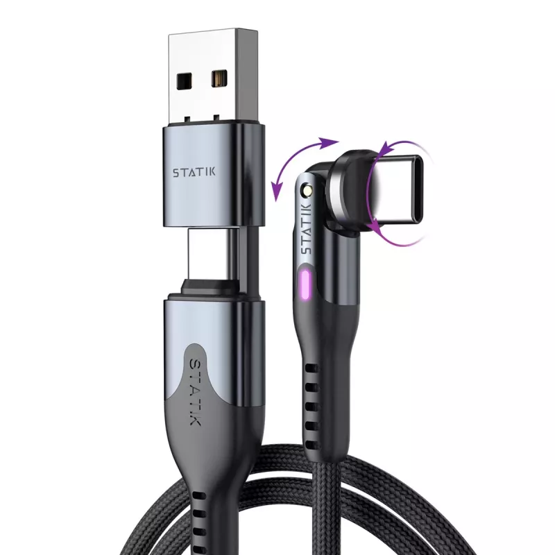STATIK PowerPivot Pro cabo USB-C para USB-C entrançado em nylon 3m preto