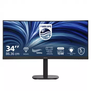 Philips 34B2N3500C monitor VA LCD curvo 34 polegadas UWQHD 3440x1440 120Hz 1500R DisplayHDR 400 USB-C 65W