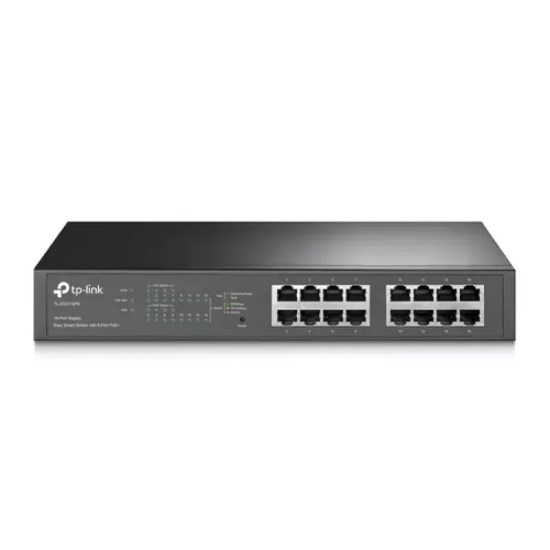 TP-LINK TL-SG1016PE switch Gigabit Easy Smart PoE+ 16 portas (110W, 8 portas PoE+, montagem em rack)