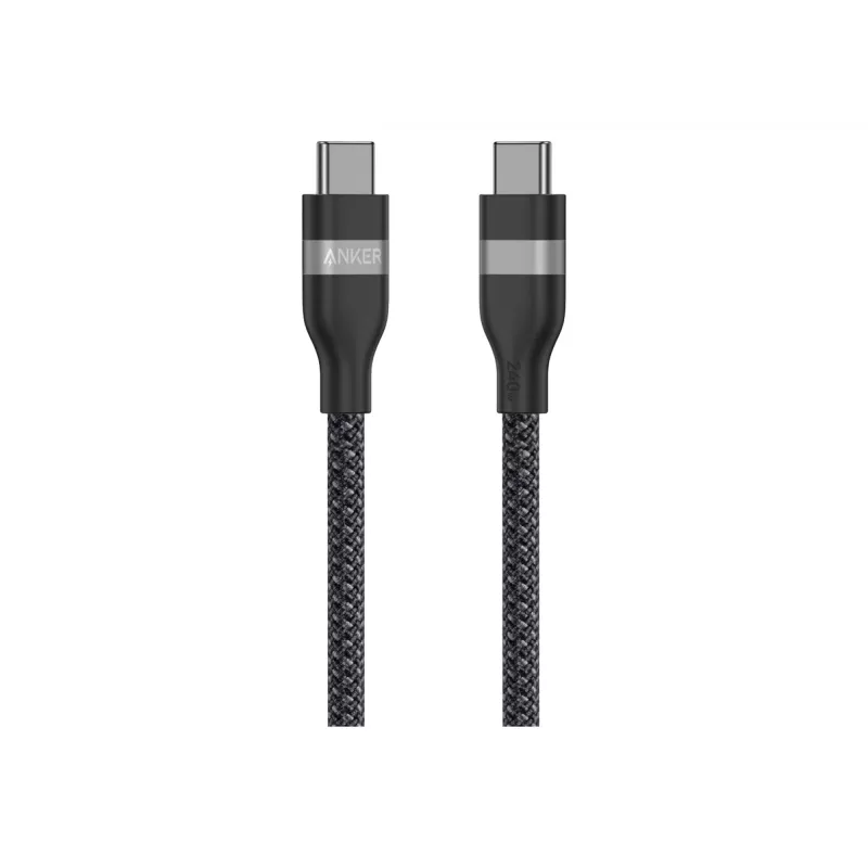 Cabo de carregamento rápido USB C para USB C 240W Upcycled-Braided Anker A82E2 (1,8 m, preto)
