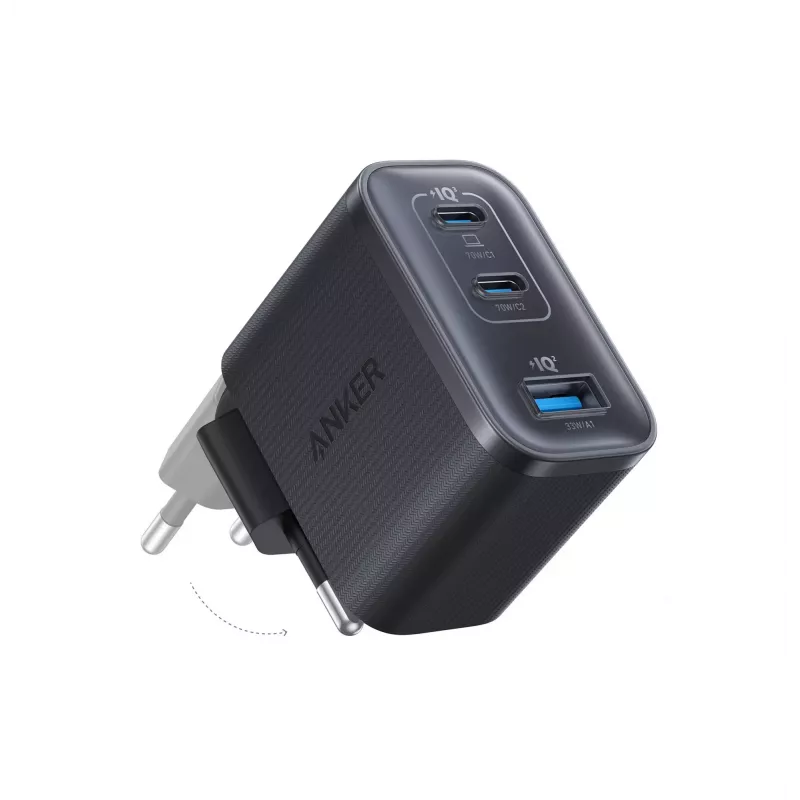Carregador Nano Anker 70W, 3 portas, preto