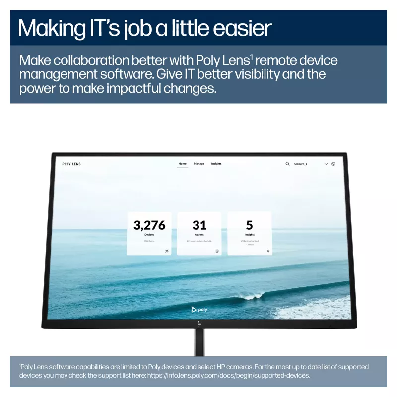 Poly Studio E60 câmara de conferência PTZ - 4K UHD, dupla 8MP, PoE+