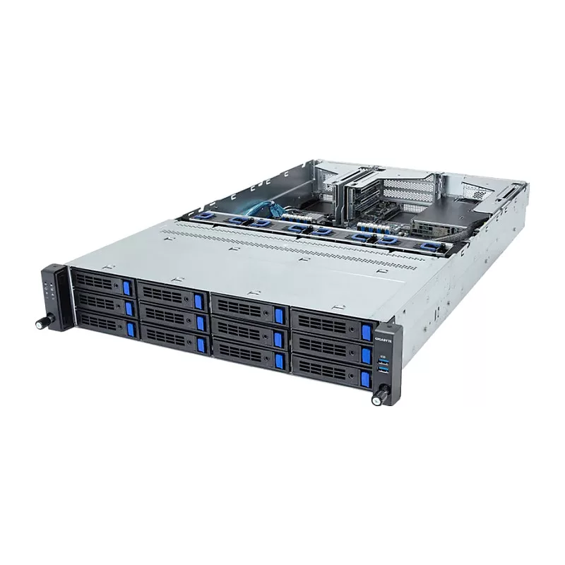 Giga Computing GigaByte R263-S30-AAH2 Barebone servidor rackmount 2U, 12x baías hot-swap 3,5 polegadas/2,5 polegadas, 2x 1300W PSU redundante, Intel C236, LGA 1151