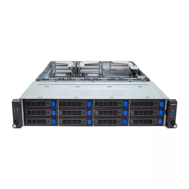 Giga Computing GigaByte R263-S30-AAH2 Barebone servidor rackmount 2U, 12x baías hot-swap 3,5 polegadas/2,5 polegadas, 2x 1300W PSU redundante, Intel C236, LGA 1151