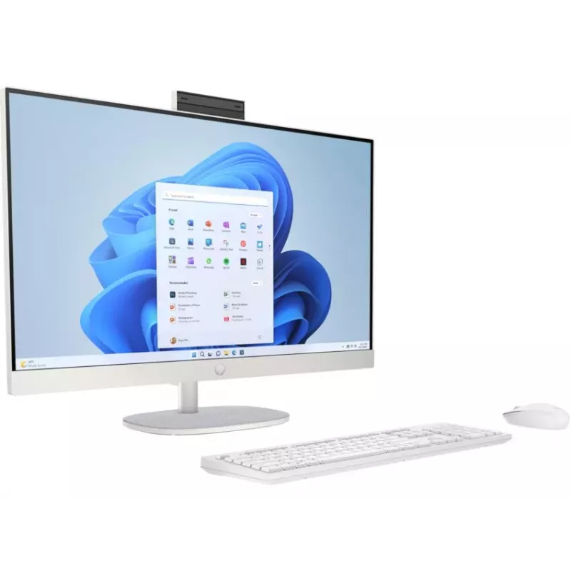 HP All-in-One 27-cr0024na computador de secretária, ecrã Full HD IPS de 27 polegadas, Intel Core i7-1355U, 8 GB DDR4-RAM, 512 GB PCIe NVMe SSD, Windows 11 Home, Natural Silver (recondicionado)
