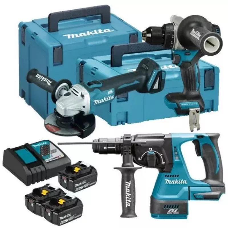 Makita 18V LXT Kit combinado DLX3202TJ (3x5.0Ah, 2x Malas Makpac) - DHP482, DGA506, DHR243