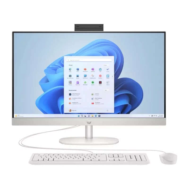 HP All-in-One 27-cr0042nf computador de secretária, AMD Ryzen 5 7520U, 16 GB RAM, 512 GB SSD, ecrã Full HD IPS de 27 polegadas, Windows 11 Home, branco (recondicionado)