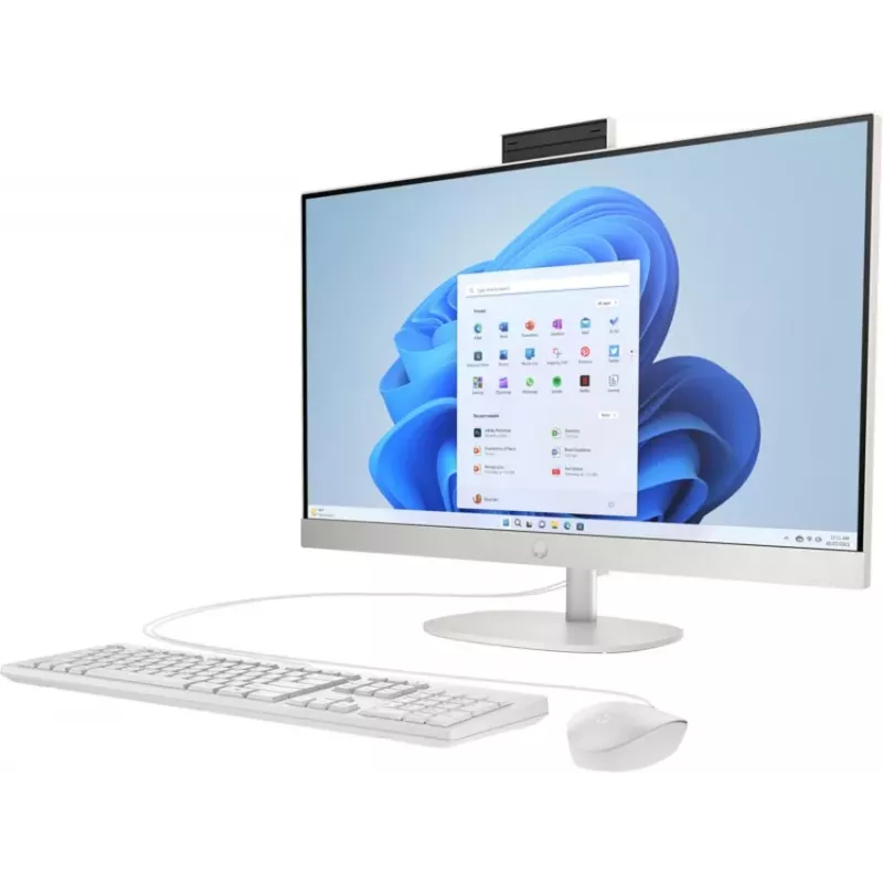 HP All-in-One 27-cr0042nf computador de secretária, AMD Ryzen 5 7520U, 16 GB RAM, 512 GB SSD, ecrã Full HD IPS de 27 polegadas, Windows 11 Home, branco (recondicionado)