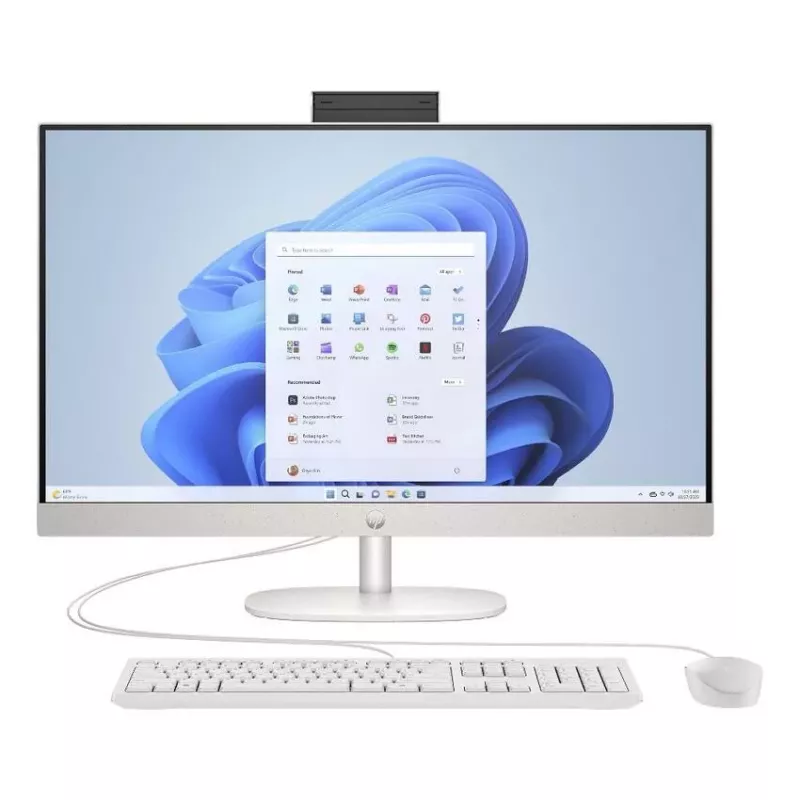 HP All-in-One 27-cr0047nf computador de secretária, AMD Ryzen 5 7520U, 16 GB RAM, 512 GB SSD, ecrã Full HD IPS de 27 polegadas, Windows 11 Home, Natural Silver (recondicionado)