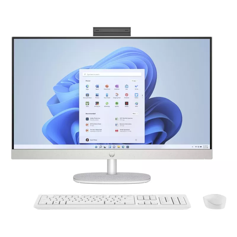 HP All-in-One 27-cr0045nf computador de secretária, AMD Ryzen 7 7730U, 16 GB RAM, 512 GB SSD, ecrã Full HD IPS de 27 polegadas, Windows 11 Home, branco (recondicionado)