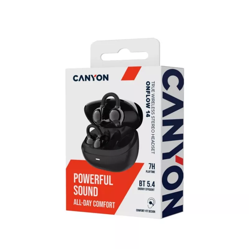 Headset com clipes de orelha OWS CANYON OnFlow 14 Preto