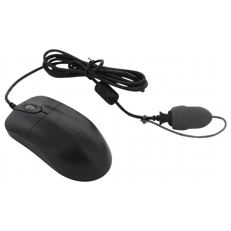 Seal Shield Silver Storm rato ótico com fio resistente à água, 3 botões, USB, preto