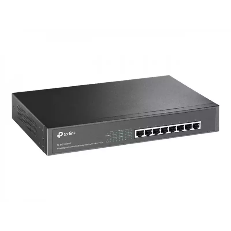 TP-Link TL-SG1008MP switch Gigabit PoE+ não gerido, 8x Gigabit RJ45, 8x PoE+, 153 W, preto
