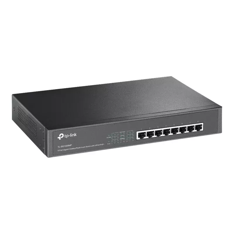 TP-Link TL-SG1008MP switch Gigabit PoE+ não gerido, 8x Gigabit RJ45, 8x PoE+, 153 W, preto