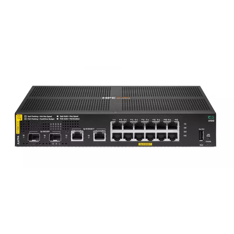 Switch HPE Aruba 6100 12G Classe 4 PoE 2G/2SFP+ 139W