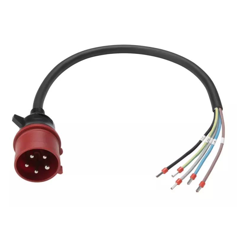 Anker SOLIX Cabo de alimentação, IEC 60309 3P+N+E para extremidade aberta, 32 A, 60 cm, Vermelho