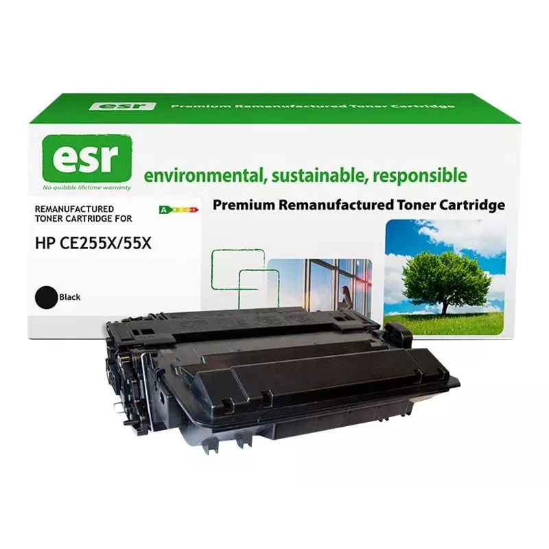 ESR Cartucho de toner remanufacturado compatível com HP CE255X Preto Alto rendimento 18 000 páginas