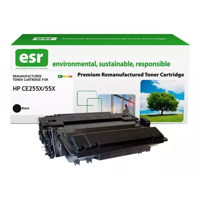 ESR Cartucho de toner remanufacturado compatível com HP CE255X Preto Alto rendimento 18 000 páginas