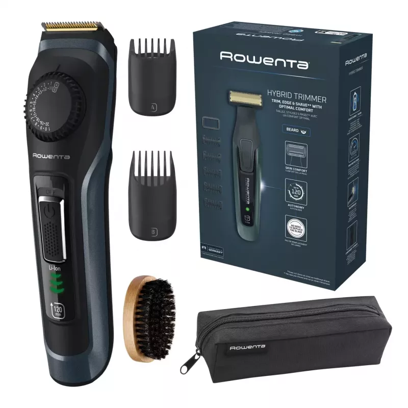 Rowenta Aparador de barba TN3804E0 Virtuo sem fios 39 níveis de comprimento Preto/Azul