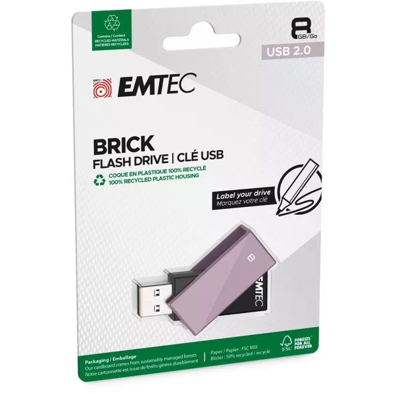 Emtec USB 2.0 C350 8GB Brick Purple Pen Drive USB