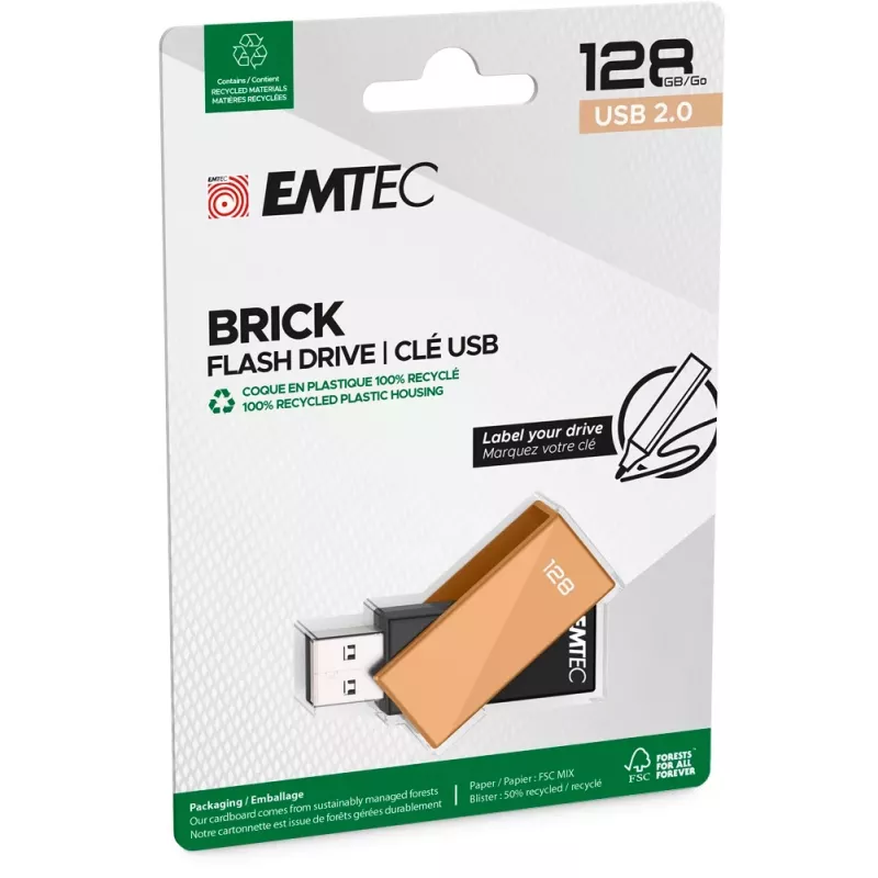 Pen USB Emtec USB 2.0 C350 128GB Brick Orange