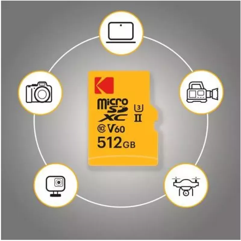 Cartão microSDXC Kodak 128GB UHS-II U3 A1 V60 Ultra Pro