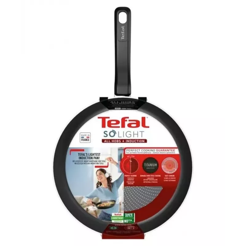 Tefal So Light Frigideira 22 cm Indução Titânio Antiaderente Preto
