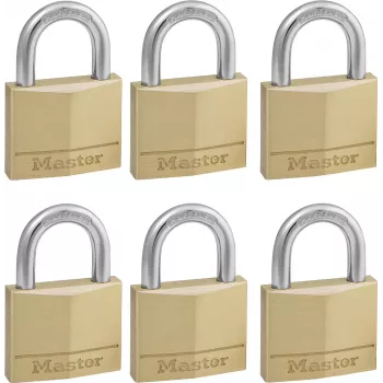 Master Lock 140EURSIX pack de 6 cadeados com a mesma chave 22 mm corpo de latão