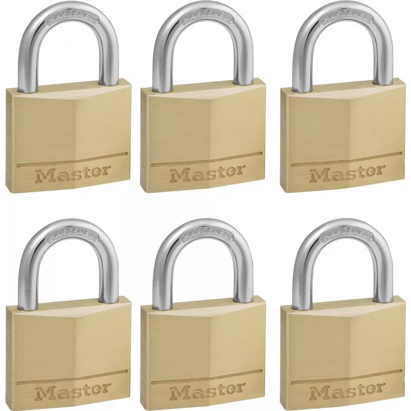 Master Lock 140EURSIX pack de 6 cadeados com a mesma chave 22 mm corpo de latão