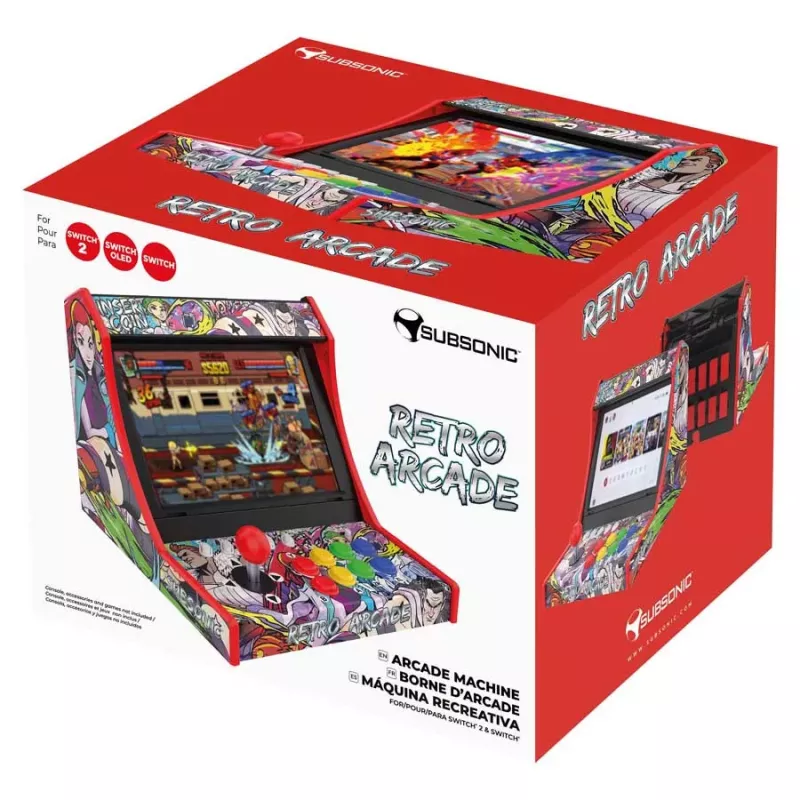 Subsonic Retro Arcade base de acoplamento para Nintendo Switch, joystick arcade com 8 botões mecânicos, carregar e jogar
