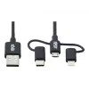 Eaton Tripp Lite Series cabo universal USB-A para Lightning, USB Micro-B e USB-C de sincronização/carregamento (M/3xM), certificado MFi, preto, 1,8 m