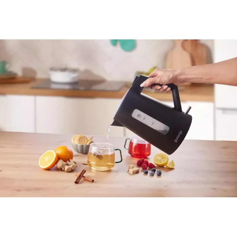 Chaleira elétrica Gorenje K17OPB 2200 W 1,7 L plástico preto base rotativa 360°