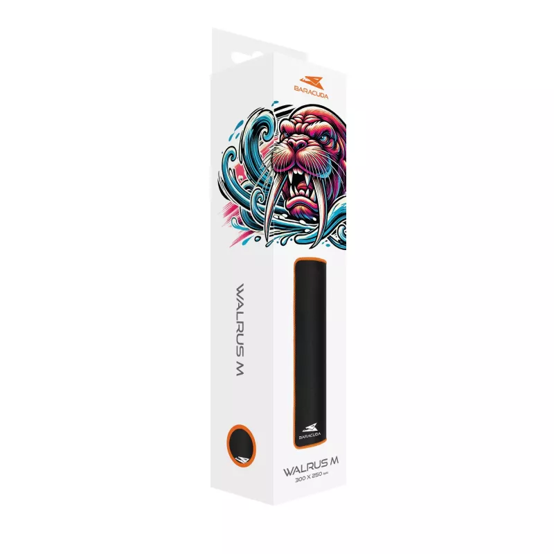 Tapete de rato gaming Baracuda WALRUS-M BGMP-081 preto/laranja 300x250