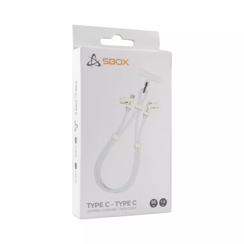 SBOX Lanyard White cabo USB-C para USB-C 1,5 m branco