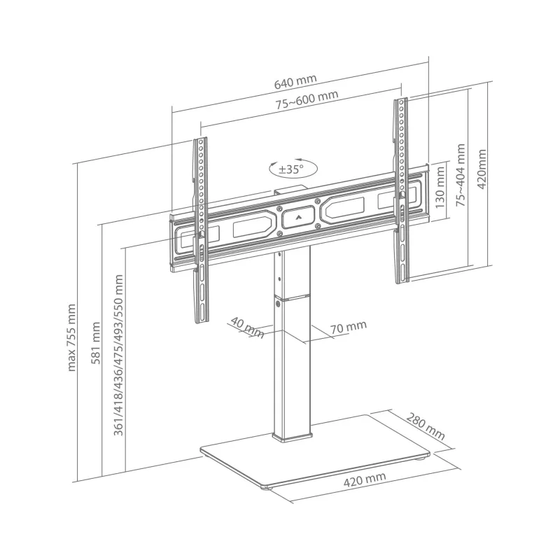 Suporte de chão para TV LED SBOX FS-306 (37-75
